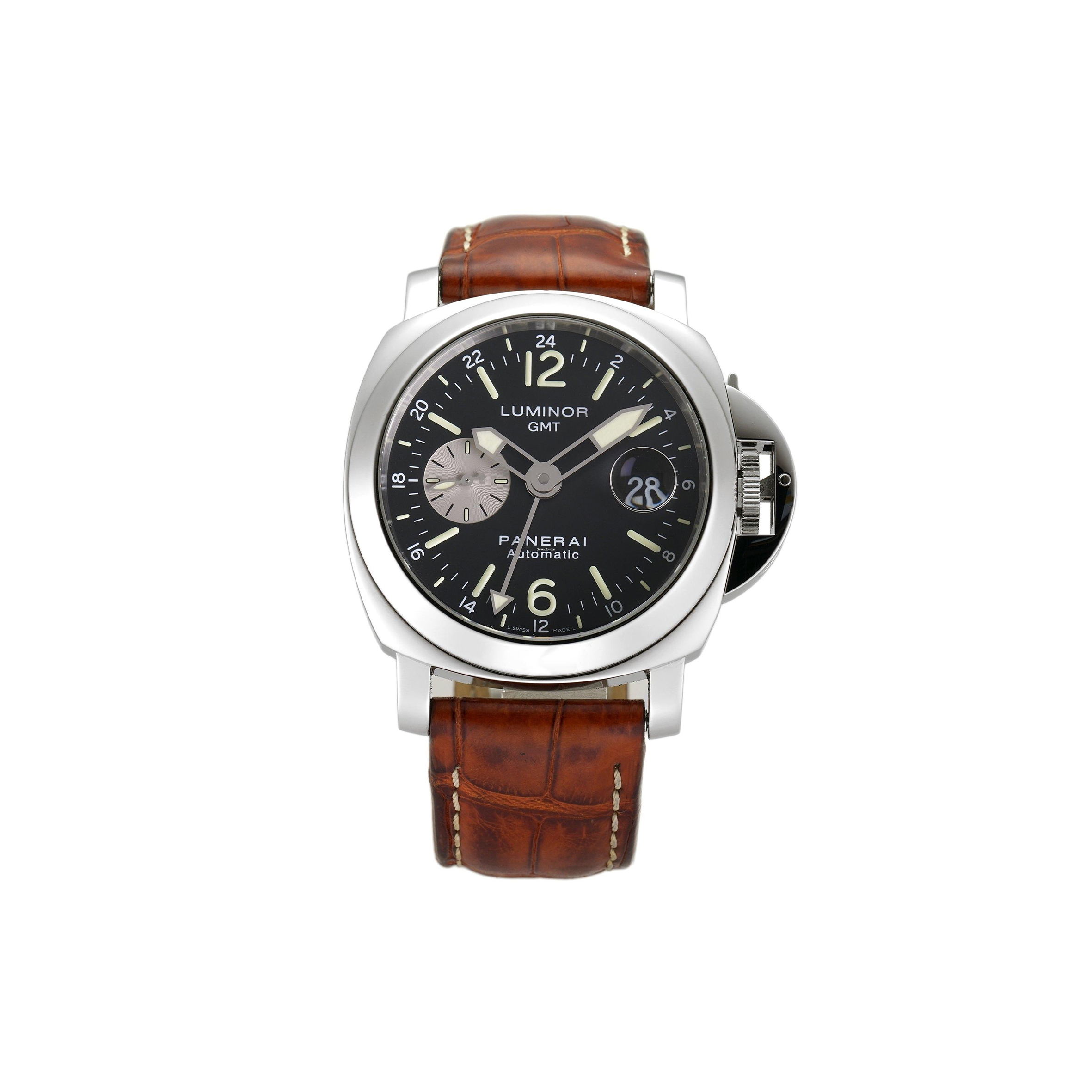 Pa*e*ai luminor gmt automatic 44mm gmt steel black dial watch pam00088